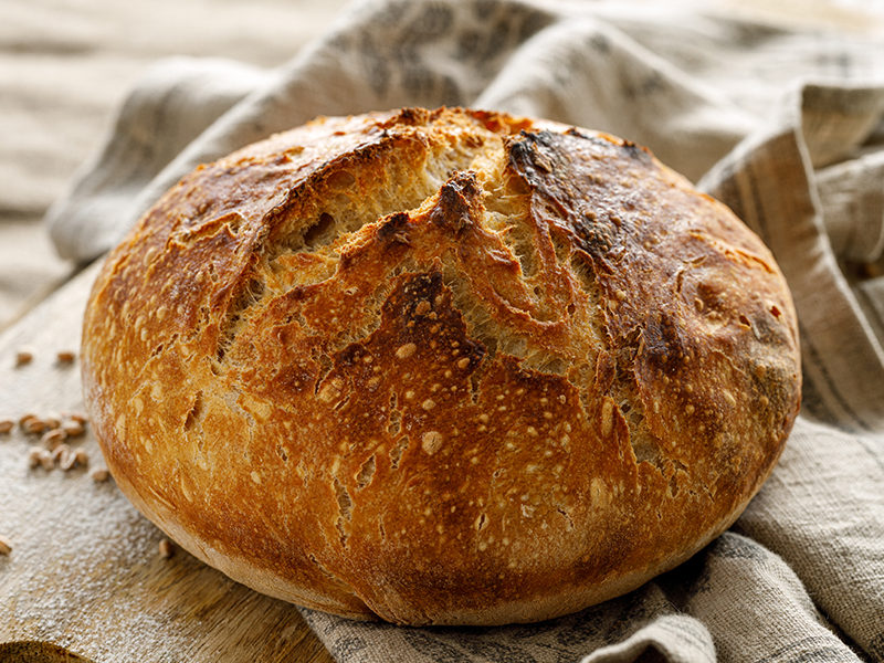 faster no-knead bread dough easy to make. golden brown crispy outside and soft inside