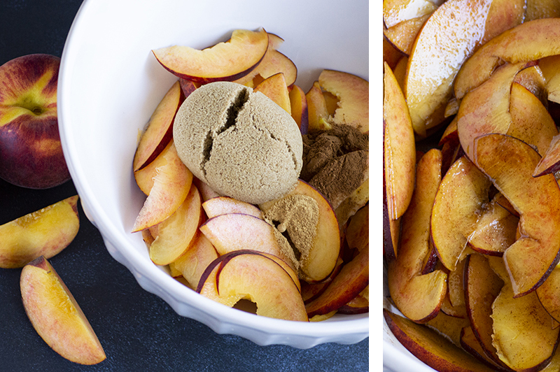 peach slices, cinnamon and grounded ginger