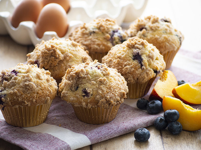 These blueberry muffins are pretty big and yummy with the sugary-cinnamon crumb topping