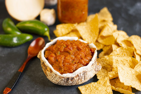 Pumpkin Salsa tastes gorgeous served with chicken or in the classic chips